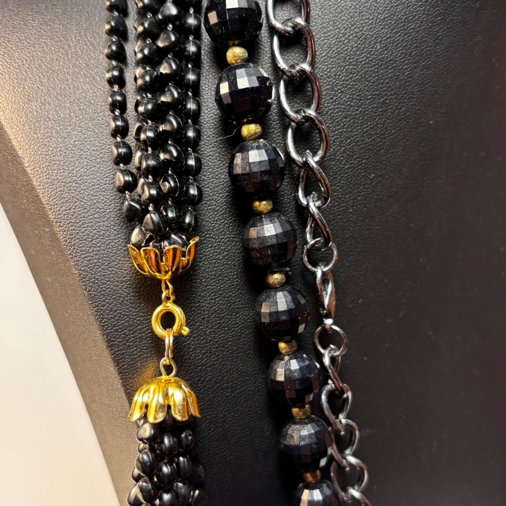Necklace Lot Black Metal Acrylic Beads Retro Boho Goth - Picture 2 of 11